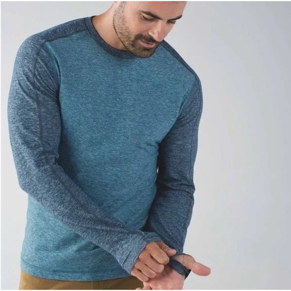 Lululemon Shirt Mens XL Blue Surge Warm Long Sleeve Pullover Athletic Lulu Logo - Picture 1 of 5